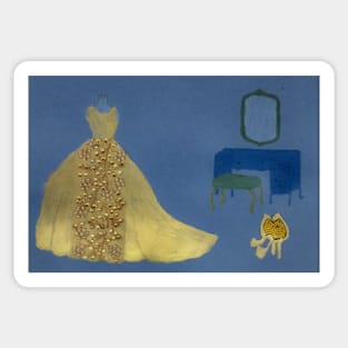 Glitzy gold gown and shoes Sticker